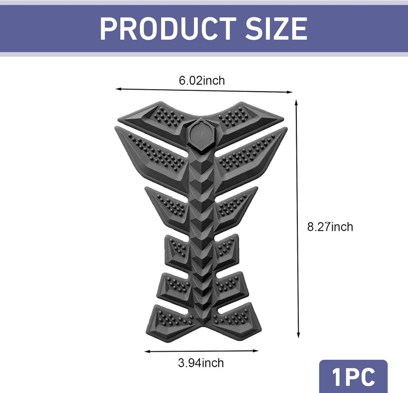 Arwrilt 3D Motorcycle Tank Pad, Anti-slip Rubber Fishbone Tank Protector Pad, Self-Adhesive Waterproof Gas Oil Fuel Tank Sticker, Universal Anti-Scratch Protector for Most Motorcycles (Black) - Image 2